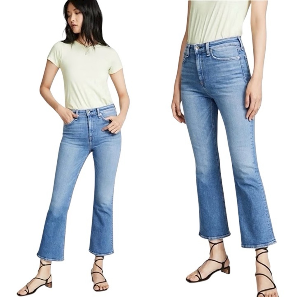 RAG & BONE Nina High Rise Ankle Flare Gravel Light Blue Jeans 27